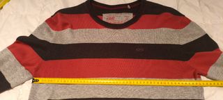Jersey rayas anchas gris y rojo Talla XL