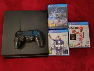 PS4 Fat Negra + Mando + 3 Juegos