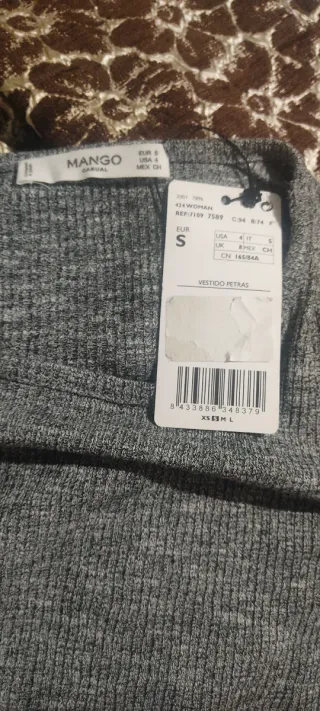 Vestido de punto gris talla M