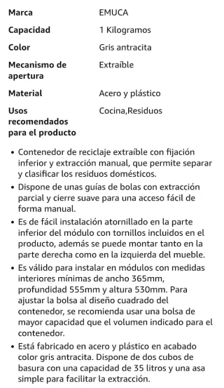 Cubos Basura Extraíbles 2x35L sin estrenar
