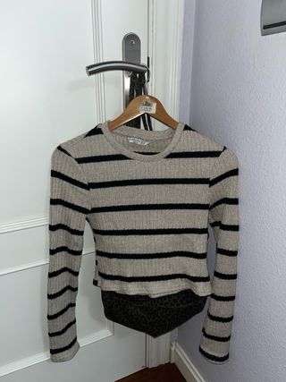 Jersey Stradivarius Rayas Beige Talla M