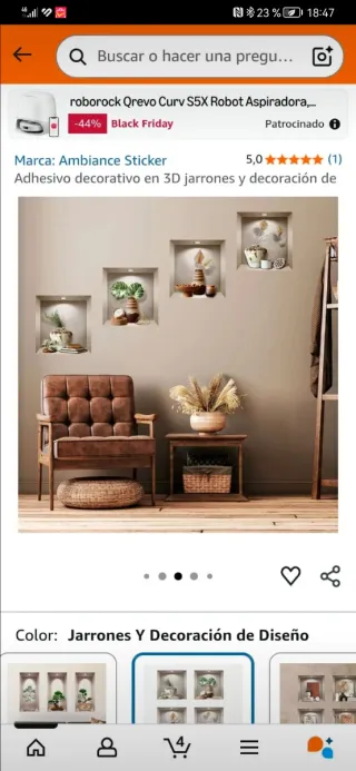 4 Stickers Decorativos 3D Jarrones