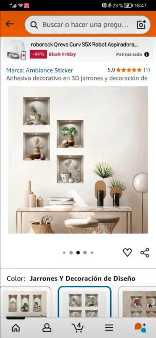 4 Stickers Decorativos 3D Jarrones