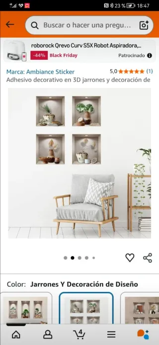 4 Stickers Decorativos 3D Jarrones