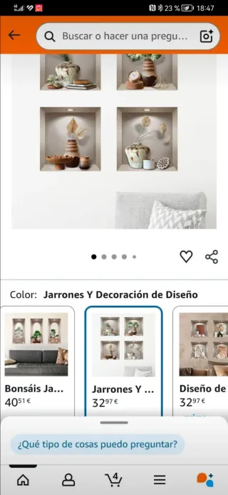 4 Stickers Decorativos 3D Jarrones