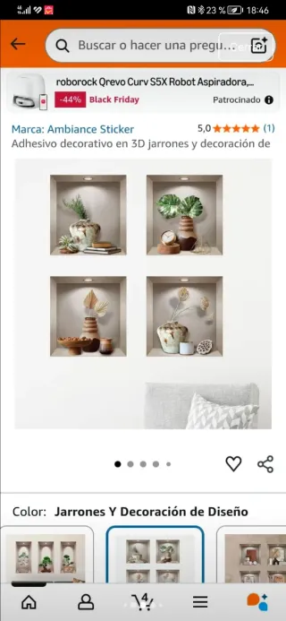 4 Stickers Decorativos 3D Jarrones