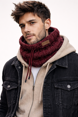 Bufanda Pasamontañas Tejida Borgoña