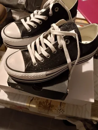Scarpe Converse donna nere glitter