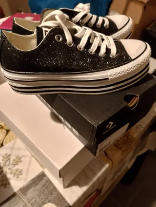 Scarpe Converse donna nere glitter