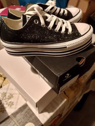 Scarpe Converse donna nere glitter
