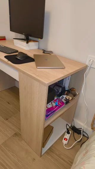 Mesa escritorio Thane blanco y roble