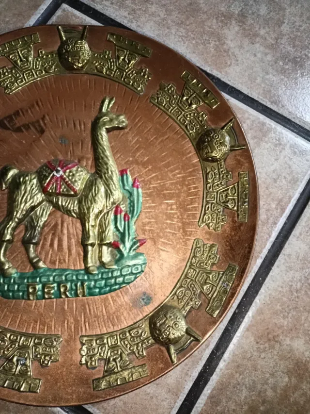 Piatto decorativo Perù Rame e Bronzo 33cm