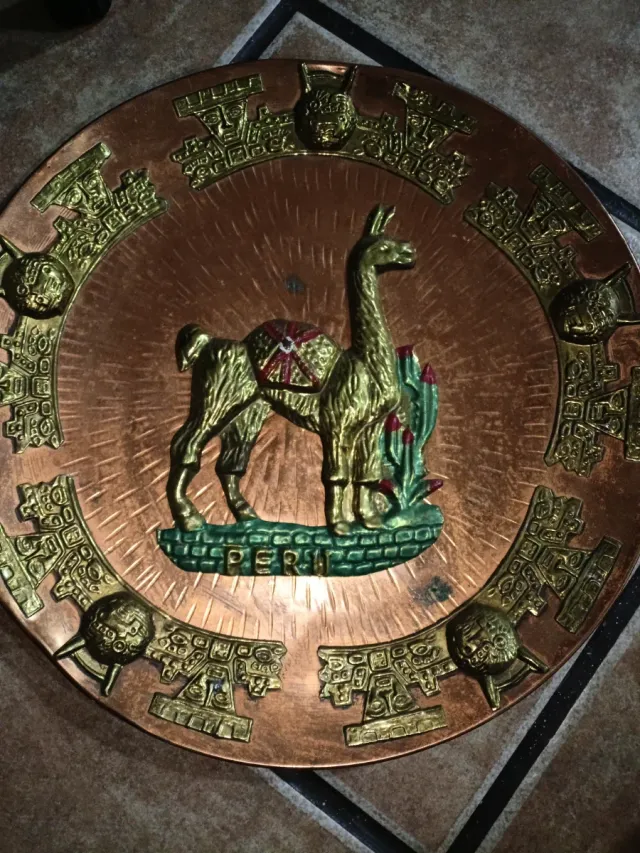 Piatto decorativo Perù Rame e Bronzo 33cm