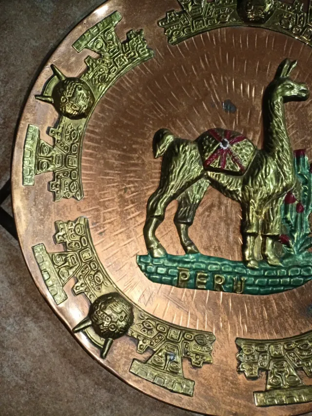 Piatto decorativo Perù Rame e Bronzo 33cm