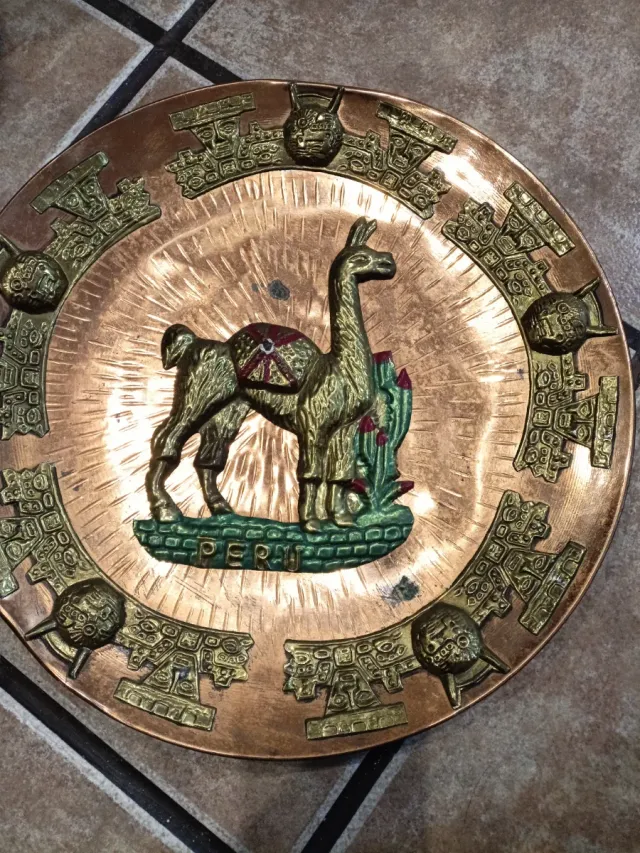 Piatto decorativo Perù Rame e Bronzo 33cm