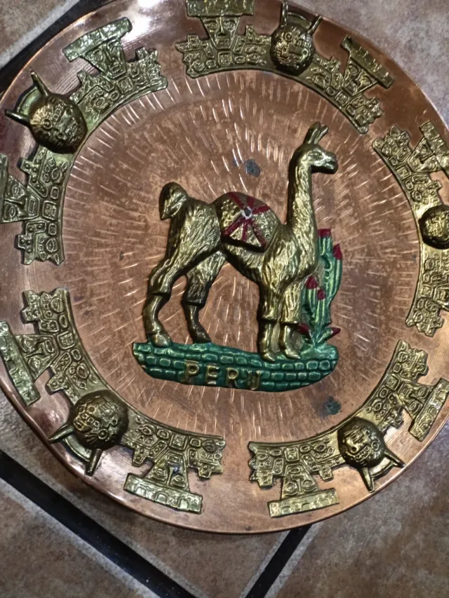 Piatto decorativo Perù Rame e Bronzo 33cm