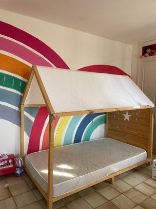 Cama casita Montessori + Somier + Cabecero