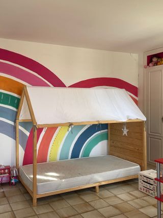 Cama casita Montessori + Somier + Cabecero
