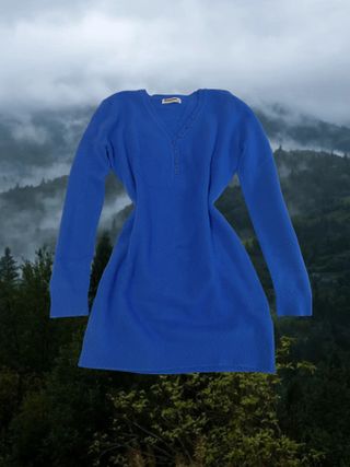 Jersey vestido cuello botones azul eléctrico