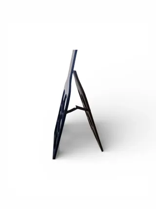 Portabottiglie in legno blu e giallo