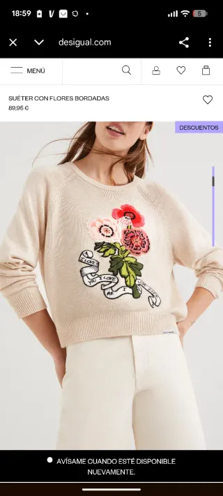 Jersey Desigual beige flores Talla L