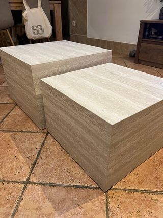 Set 2 mesas auxiliares efecto piedra