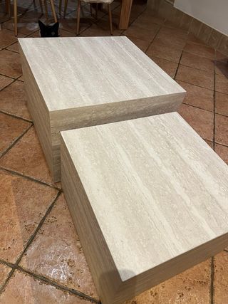 Set 2 mesas auxiliares efecto piedra