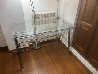 Mesa escritorio cristal y acero cromado