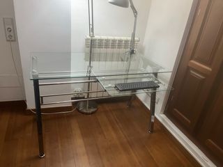 Mesa escritorio cristal y acero cromado