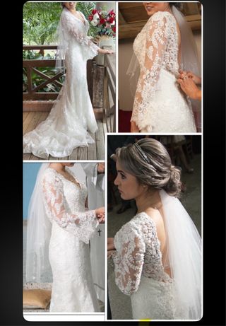 Vestido de Novia Encaje Manga Larga