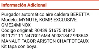 Purgador Automático  de bolla caldera