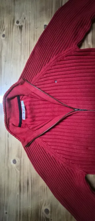 Chaqueta de canalé de algodón roja