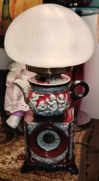 Lampada da Tavolo,Anni 60,con Orologio Integrato.