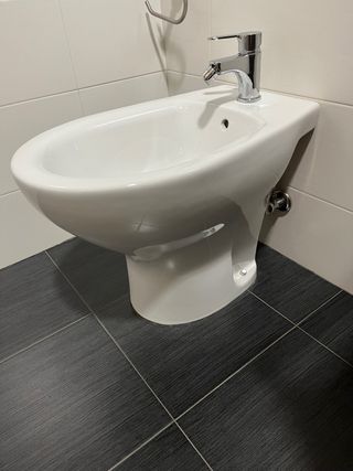 Taza WC + Bidé Porcelana Blanca, incluye el grifo