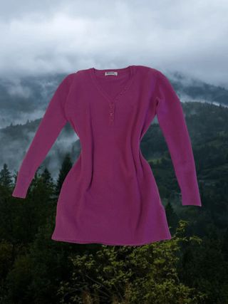 Jersey vestido cuello botones morado