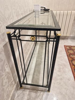 Consola recibidor cristal y metal forjado