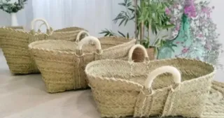 Leñero Esparto Natural Estilo Boho