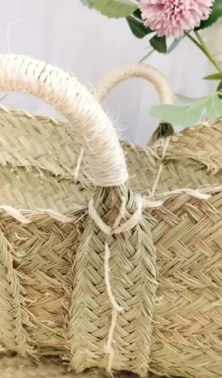 Leñero Esparto Natural Estilo Boho