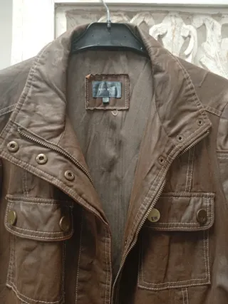 Cazadora polipiel marrón mujer talla 42