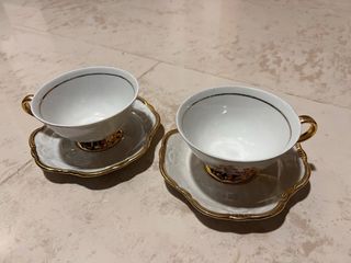 Tazas de porcelana tipo Bavaria con baño de oro