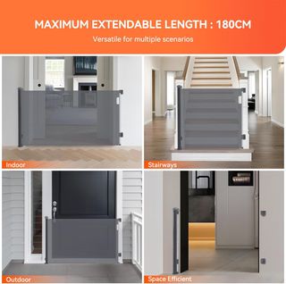 Barrera seguridad extensible gris 0-180cm