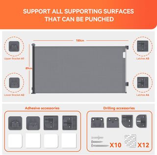 Barrera seguridad extensible gris 0-180cm