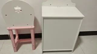 Trona y armario infantil rosa madera