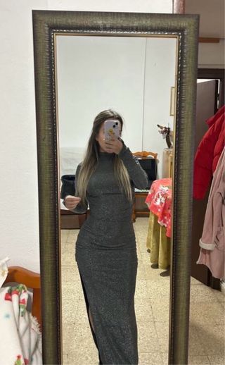 Vestido largo brillante espalda descubierta nuevo