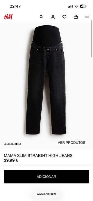 Calças Jeans Maternidade H&M Pretas