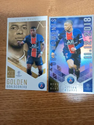 Lote Tarjetas Fútbol Messi y Mbappé Champions Leag