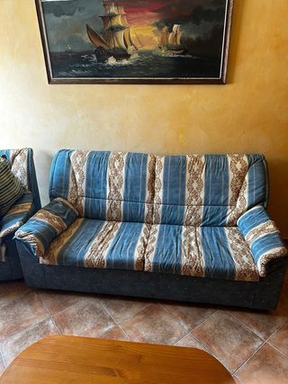 Sofá + sillón de tela azul en Torres de Cotillas