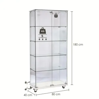 Vitrina expositora cristal 4 estantes.