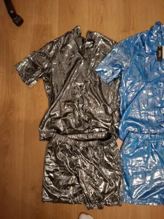 Conjunto Ropa Brillante Plata y Azul