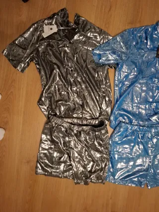 Conjunto Ropa Brillante Plata y Azul